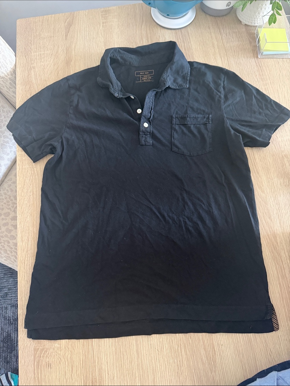 Billy Reid Black Polo with Chest Pocket
